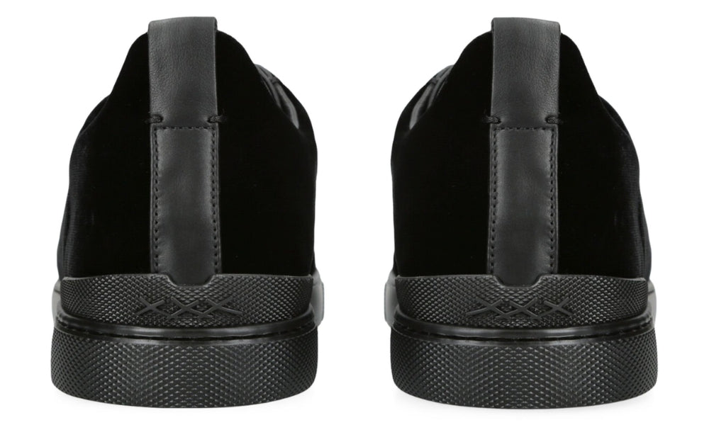 ZEGNA Velvet Triple Stitch Sneakers "Black"