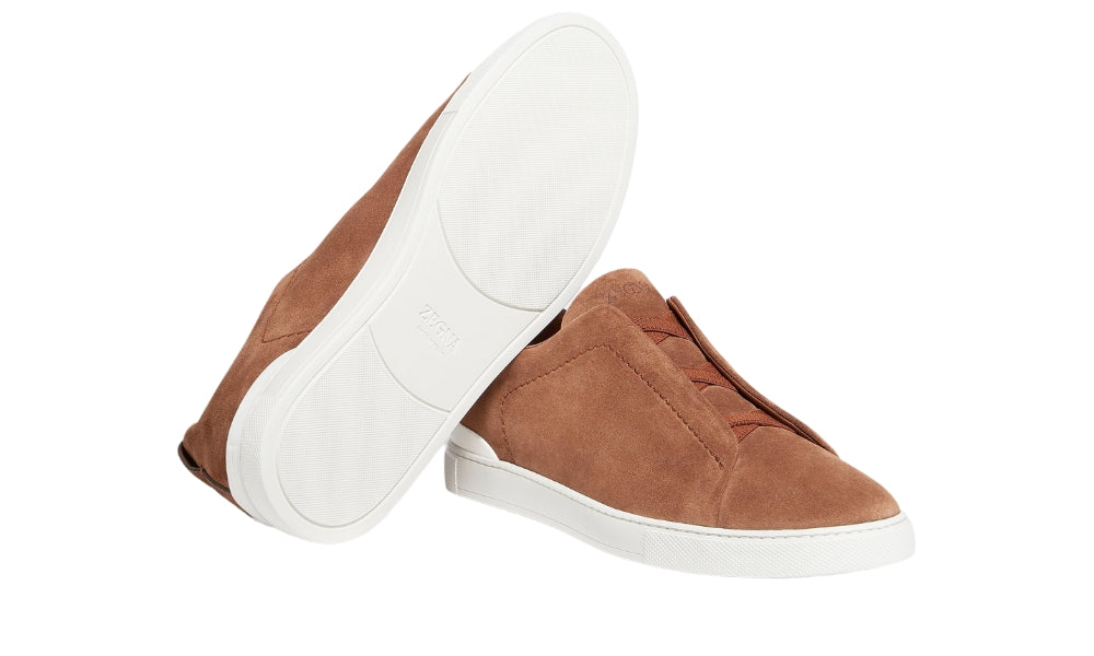 Zegna Triple Stich leather sneakers "Tobacco"