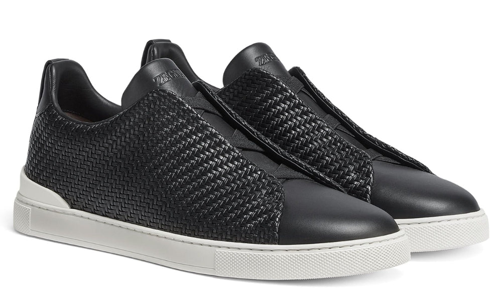Zegna Pelletessuta Leather Triple Stitch "Black"