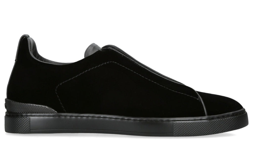 ZEGNA Velvet Triple Stitch Sneakers "Black"
