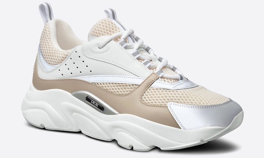 Dior B22 Cream Technical Mesh with Beige and White Smooth Calfskin